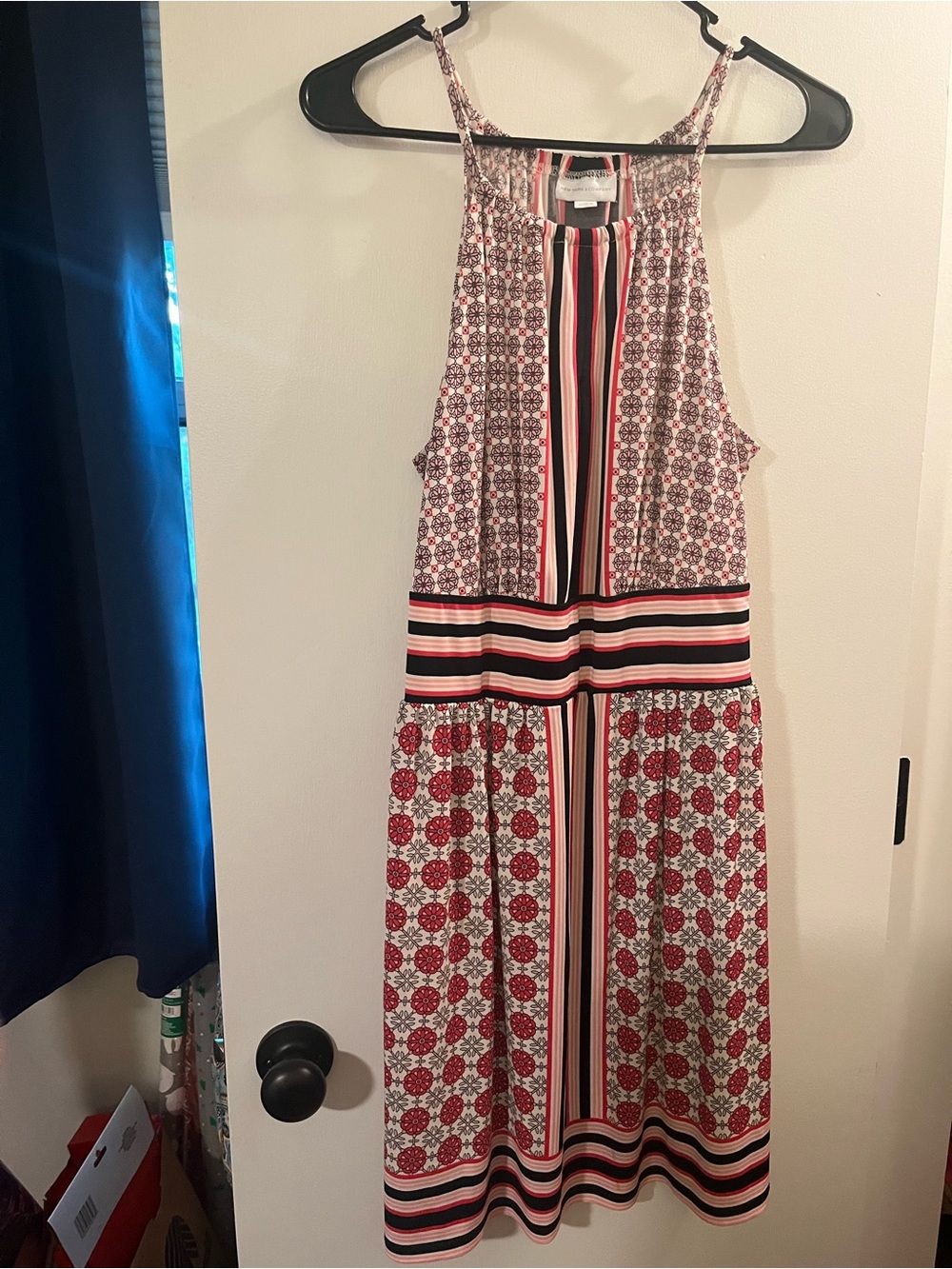 Sleeveless Patterned Halter Midi Dress